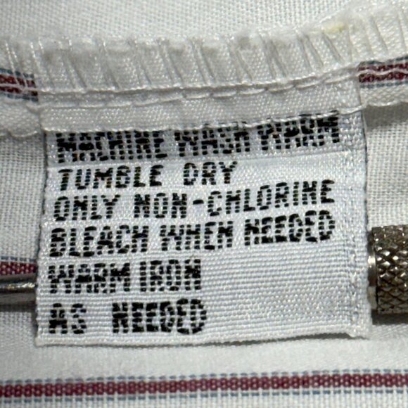 Vintage 80's Towncraft 17 1/2 White Button-Up Short Sleeve Shirt Striped XL - Picture 6 of 8